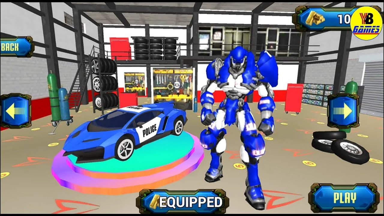 US Police Blue Robot Car Transforming 2019 - Android Gameplay FullHD