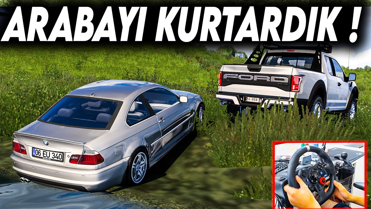 GÖLE DÜŞEN ARABAYI KURTARDIK !!! FORD F150 ETS 2 MOD 1.50 [ Logitech G29 ]