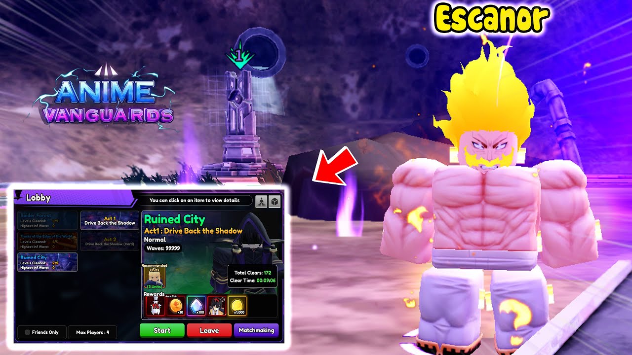 Escanor Solo Raid Ruined City Với Nội Tại Quá Mạnh - Anime Vanguards