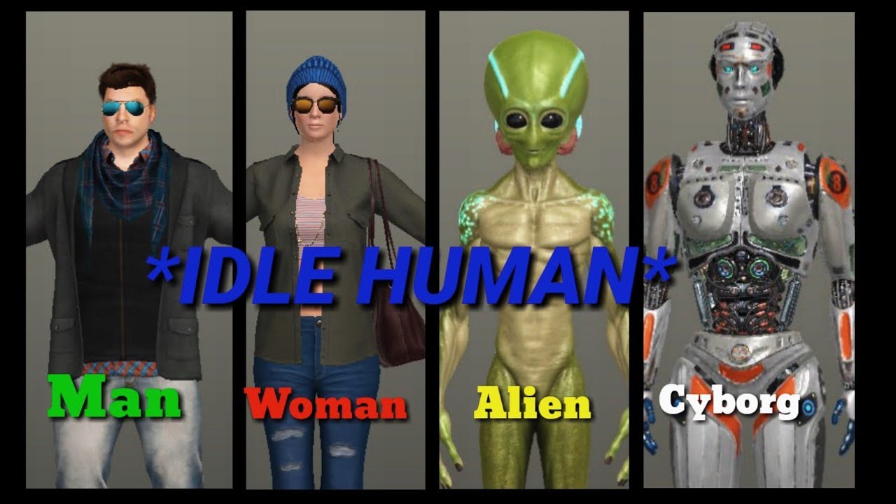 | Idle Human ВЗЛОМ | Man, Woman, Alien, Cyborg | Rodion GAMER |