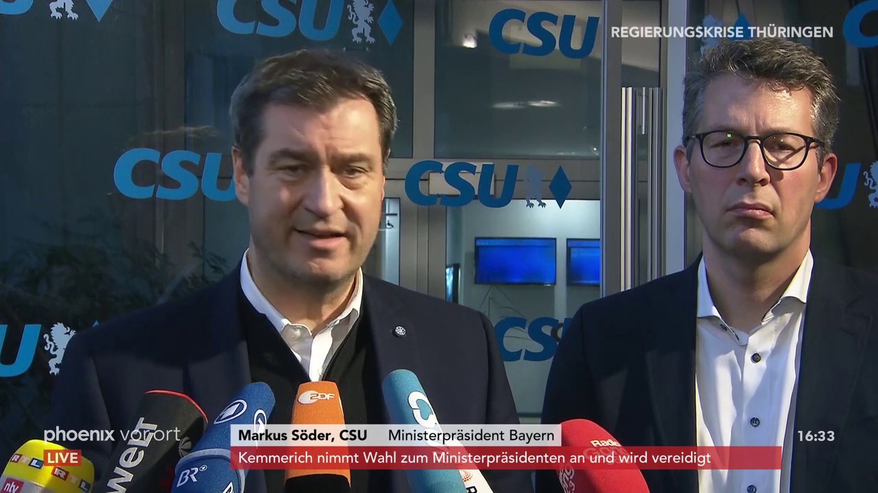 MP-Wahl Thüringen: Statement von Markus Söder (Ministerpräsident Bayern)