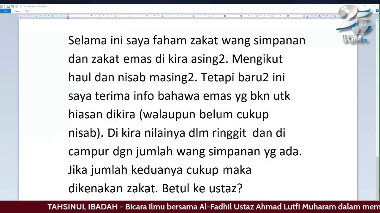 TAHSINUL IBADAH - Sesi Soal Jawab Agama bersama Ustaz Ahmad Lutfi