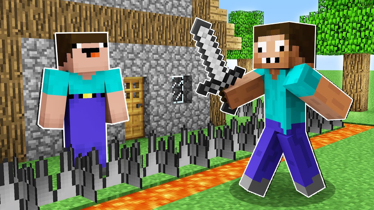 ЗАЩИЩЕННЫЙ ДОМ НУБА ПРОТИВ ПРО В МАЙНКРАФТ ! НУБИК И ПРО ТРОЛЛИНГ ЛОВУШКА В MINECRAFT Дак Плей