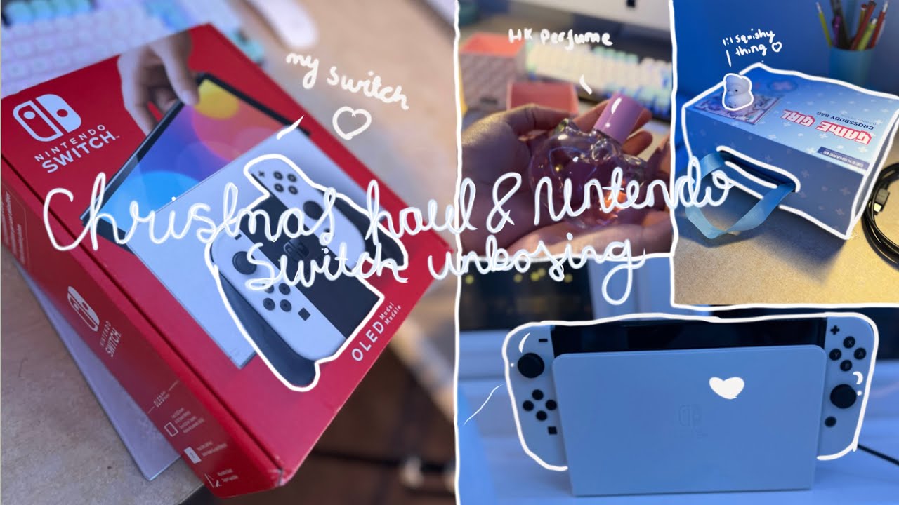 🎀unboxing white OLED Nintendo switch & Christmas haul ! 🎀