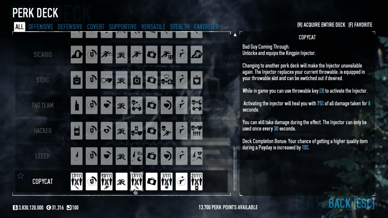 Payday 2 - More Options for Copycat Perk Deck