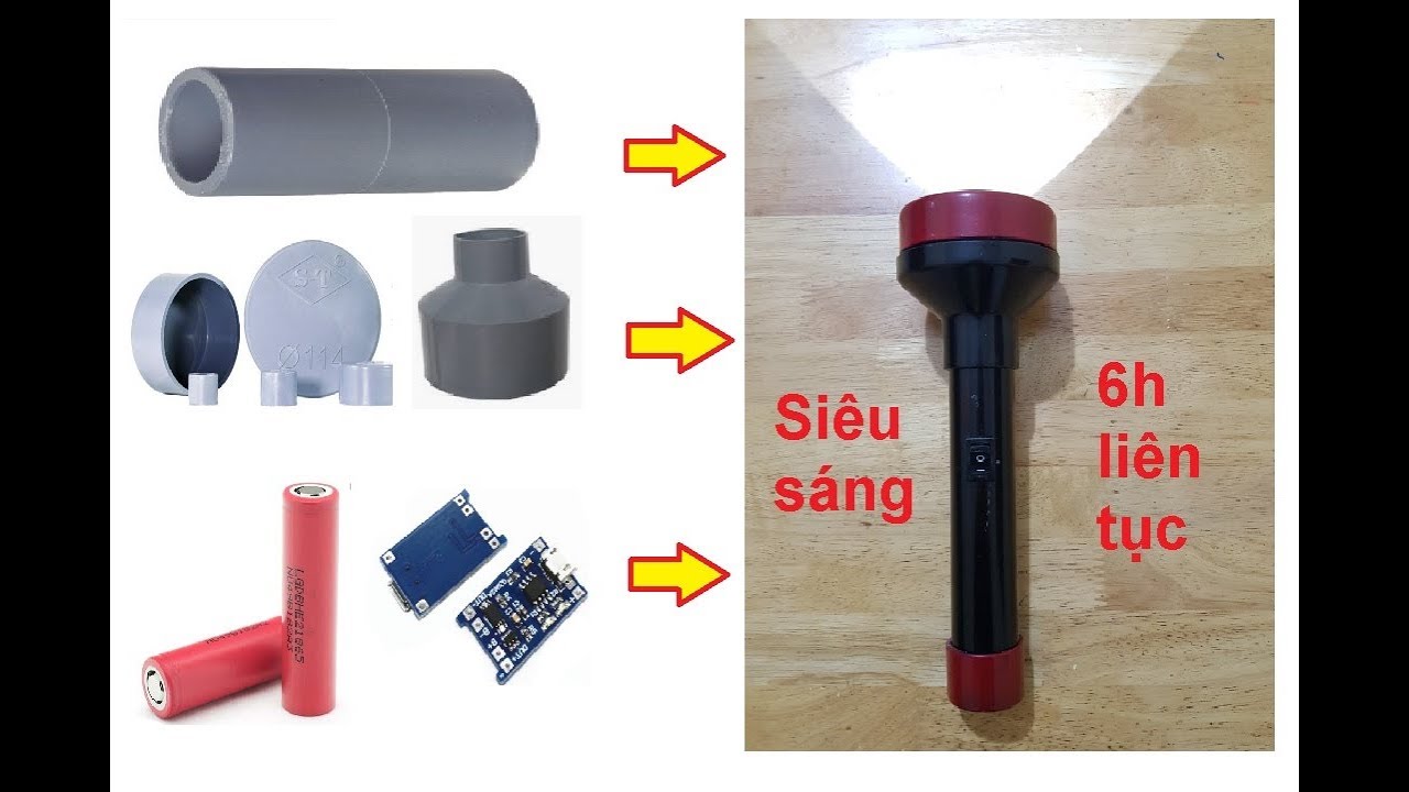 Chế đèn pin siêu sáng từ ống nhựa PVC