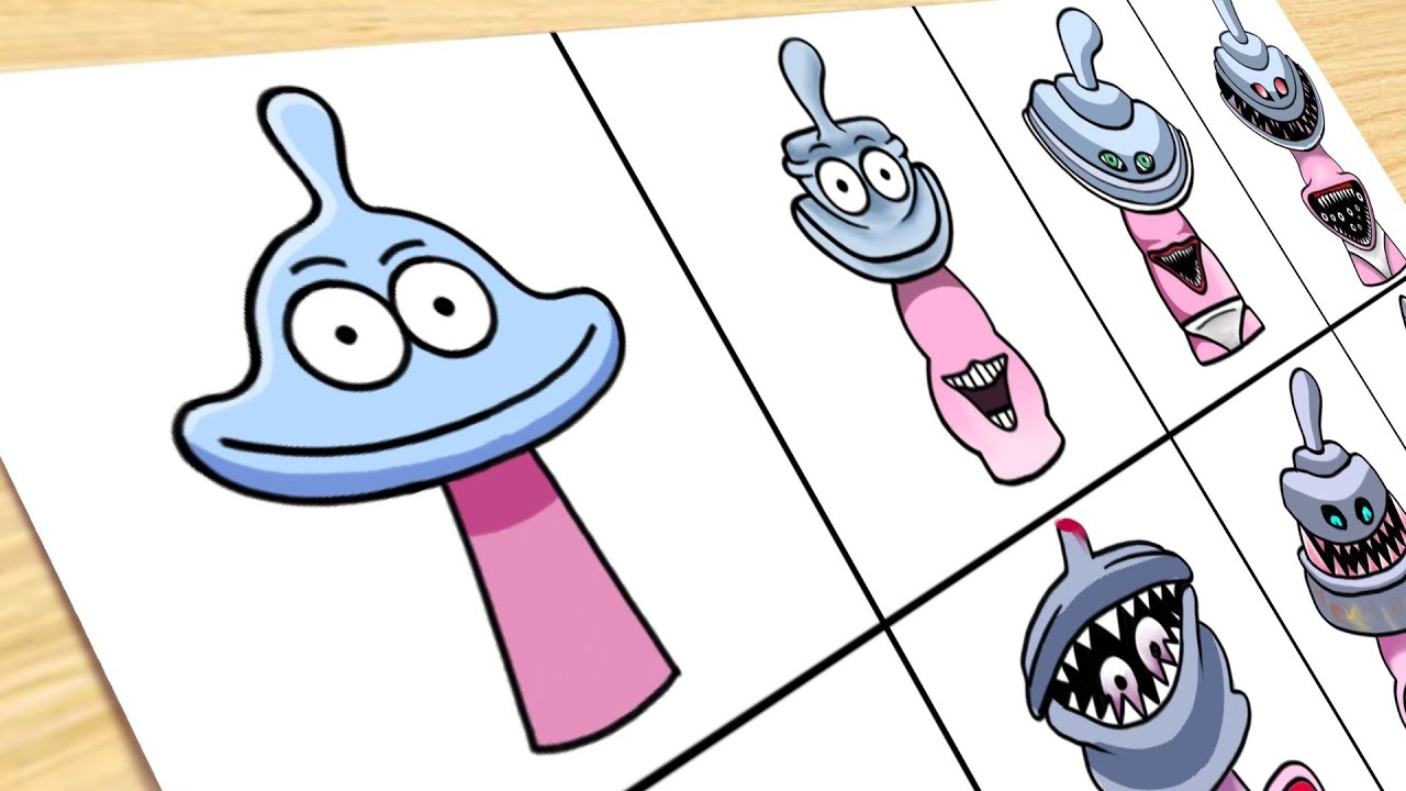 Drawing Binky Drinky from Phase (1 - 8) Evolution Noob to Horror | Doriez Art