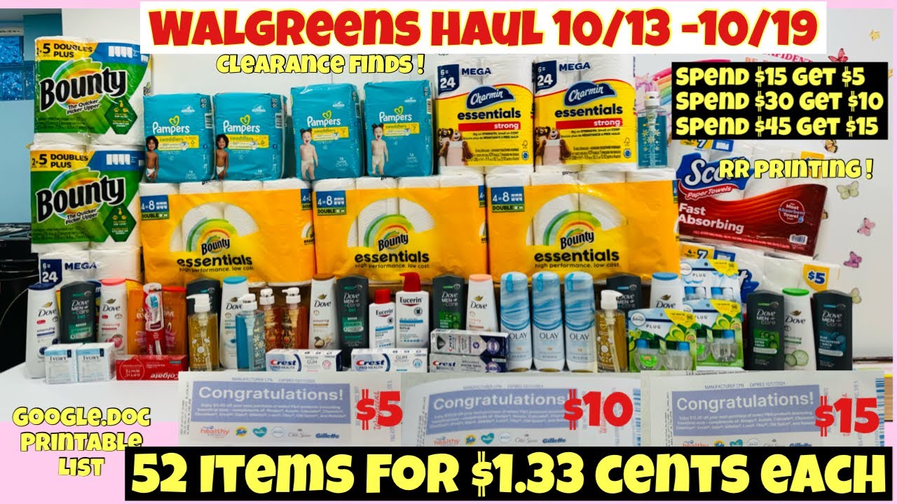 WALGREENS HAUL 10/13 - 10/19 DEALS * SPEND $15, $30 , $45 P&G PROMOTION DEALS  * ROLLING THE P&G RR