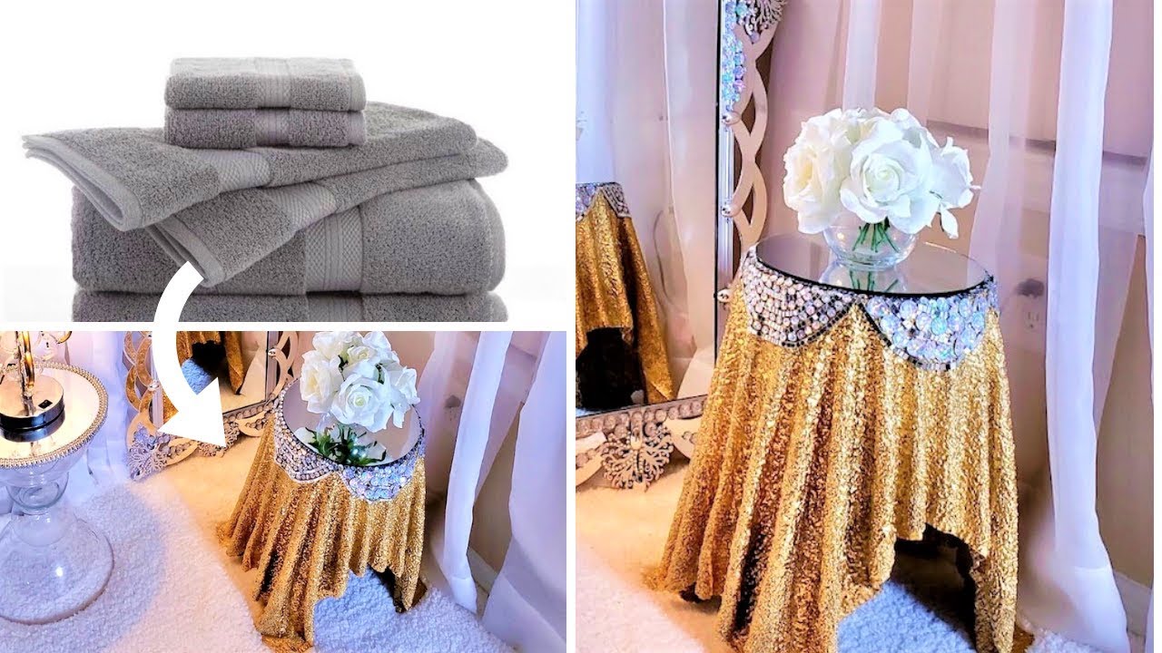 HOW TO TURN TOWELS INTO GLAM SIDE TABLES| Home Decor Ideas 2019| Sunroom Decor!