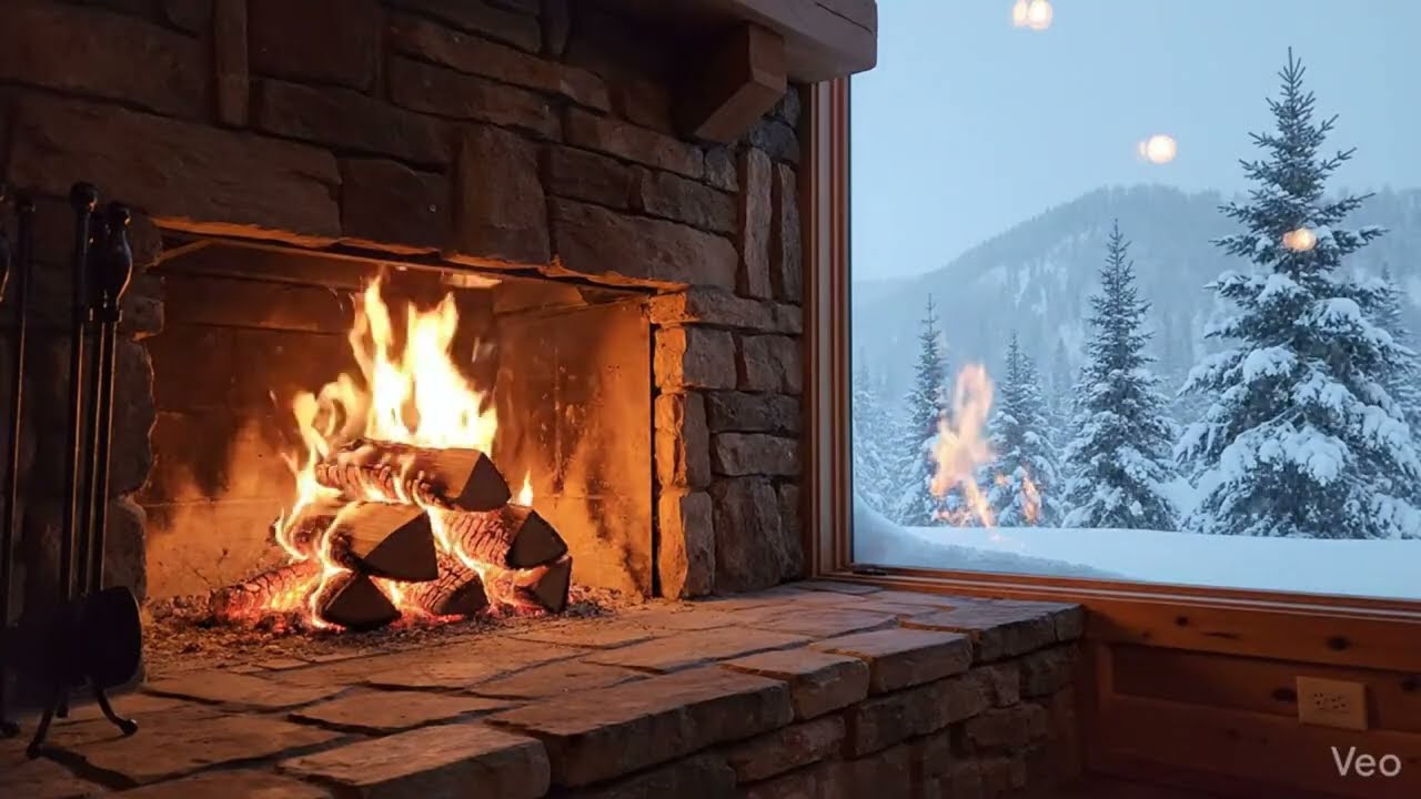 🏔️ 3 HORAS en Cabaña de Montaña | Chimenea Real 4K y Tormenta de Nieve para Dormir (ASMR)