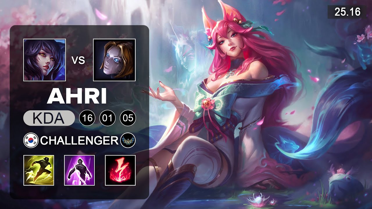 Ahri vs Orianna Mid - KR Challenger - Patch 25.16 Season 15