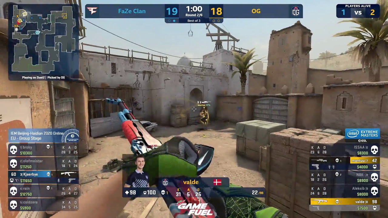 Kjaerbye OUTSTANDING 1v3 in OT against OG @de_dust2 |