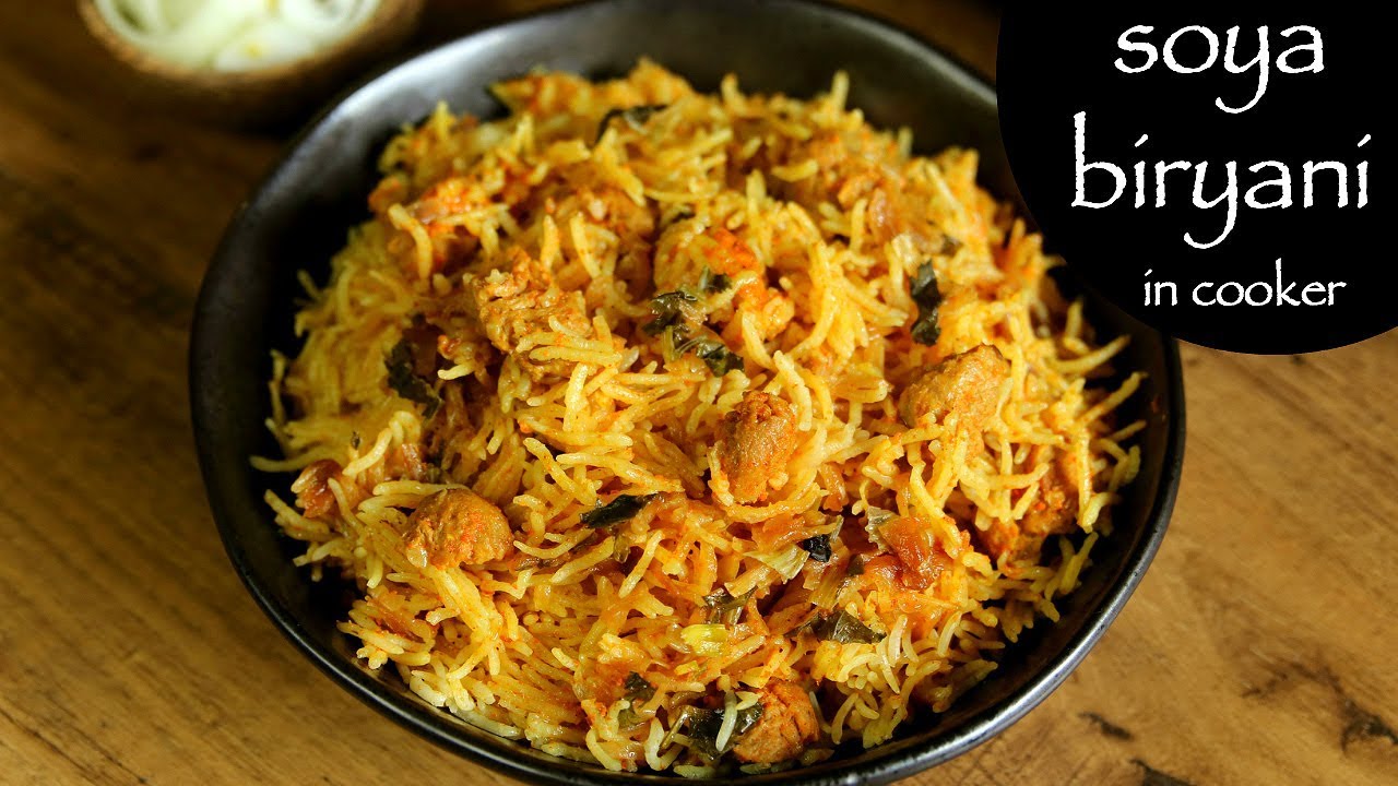soya biryani recipe | soya chunks biryani recipe | meal maker biryani