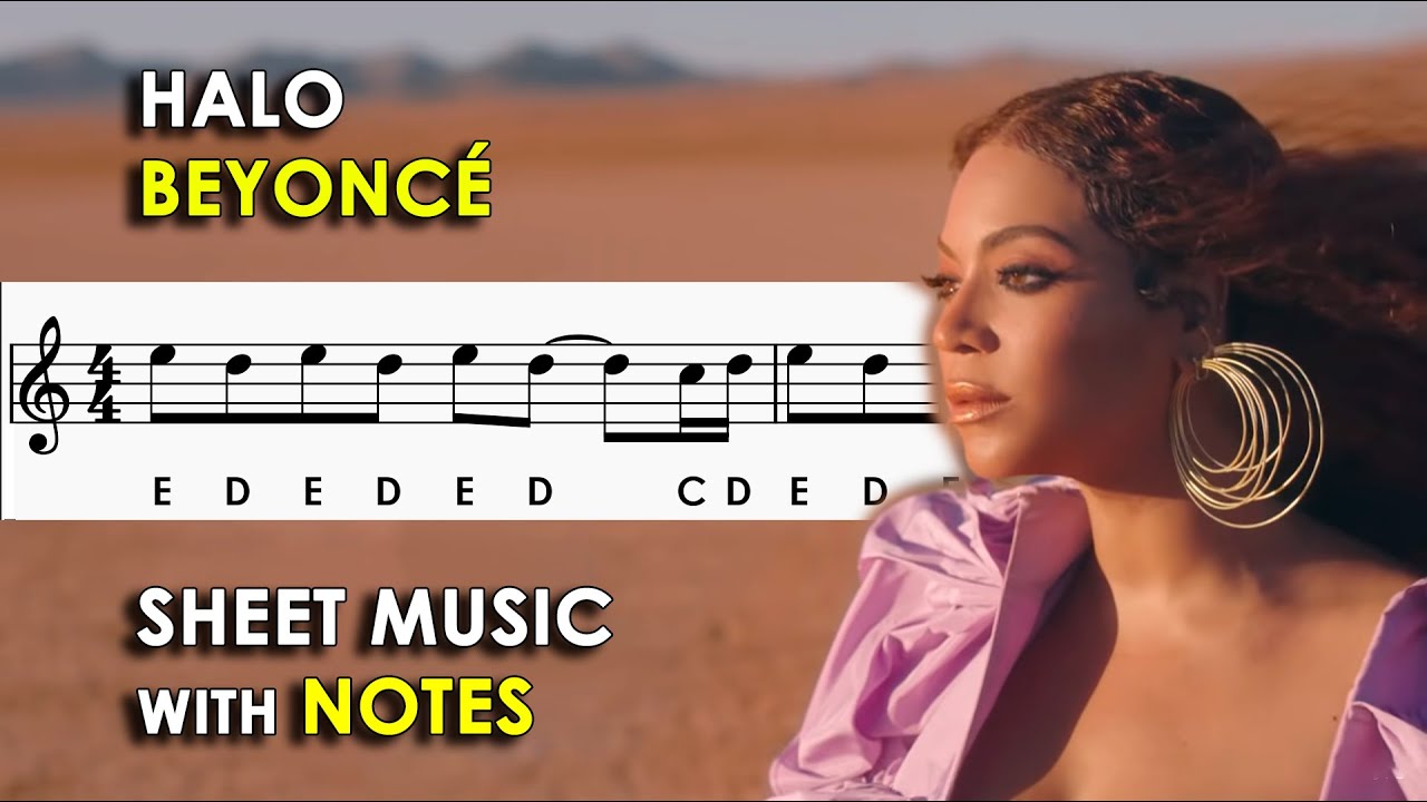 Halo - Beyoncé | Sheet Music with Easy Notes for Recorder, Violin Beginners Tutorial