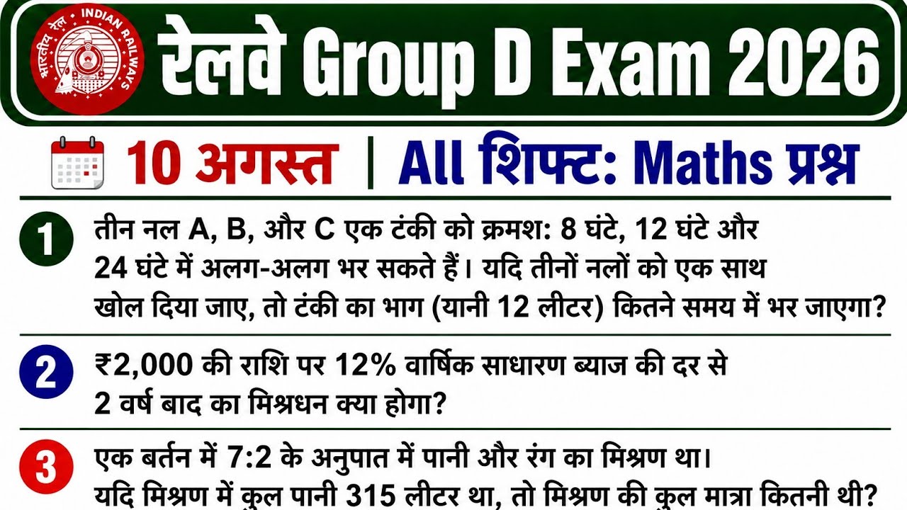 RRB Group D Math Analysis 2026 | RRB Group D 10 August All Shift 2026 Math | Group D Math Analysis |