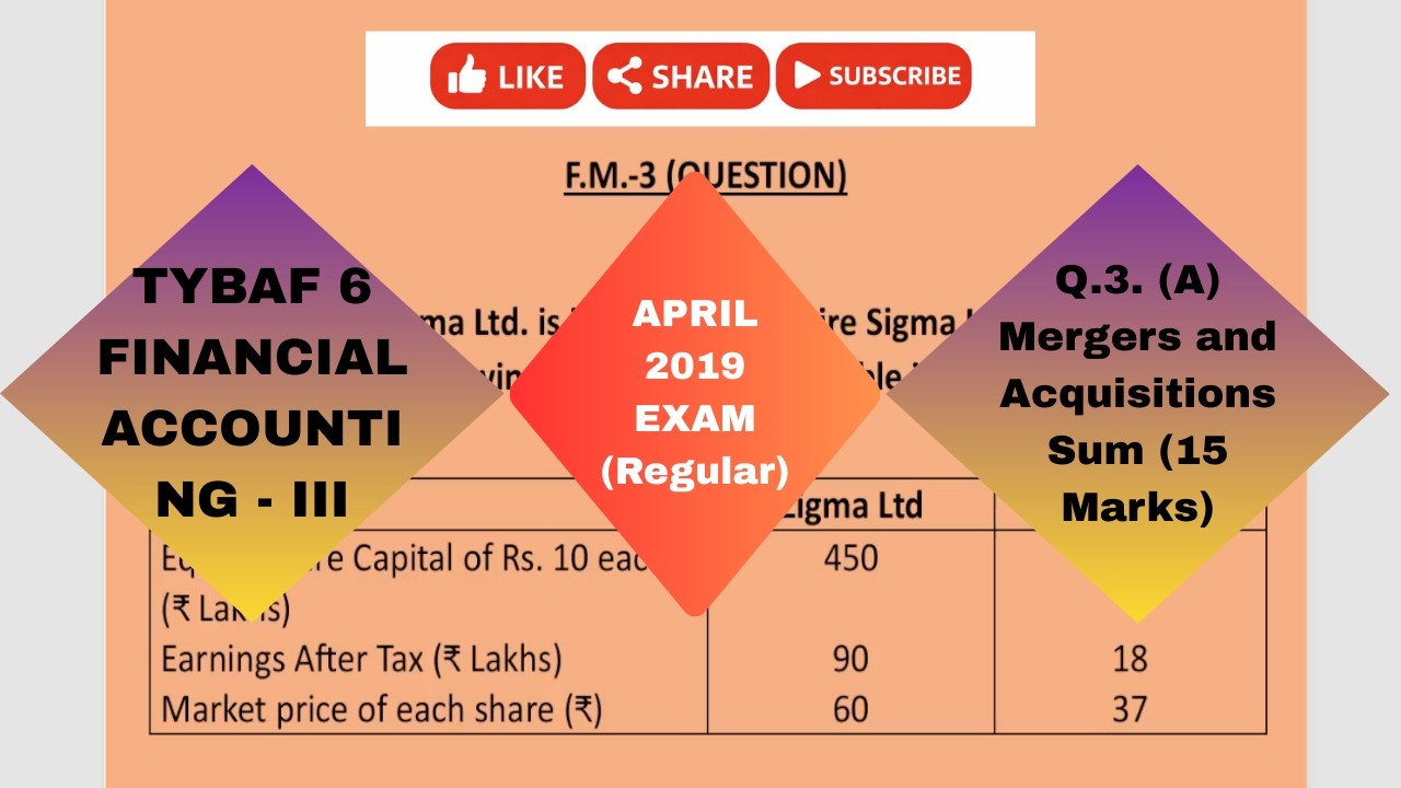 TYBAF SEM 6 Financial Management - III April 2019 [Q.3. (A)] Mergers and Acquisitions Sum