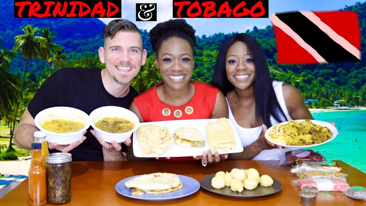 American Couple Tries TRINIDADIAN FOOD | Roti, Doubles, Pholourie, Pelau, And More!