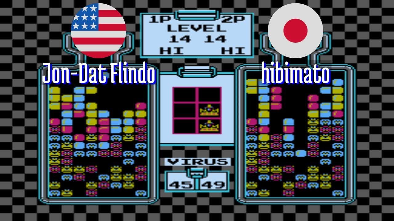 FT2 @nes_drmario: Jon-Dat Flindo (US) vs hibimato (JP) [Dr. Mario NES Fightcade] Jan 26