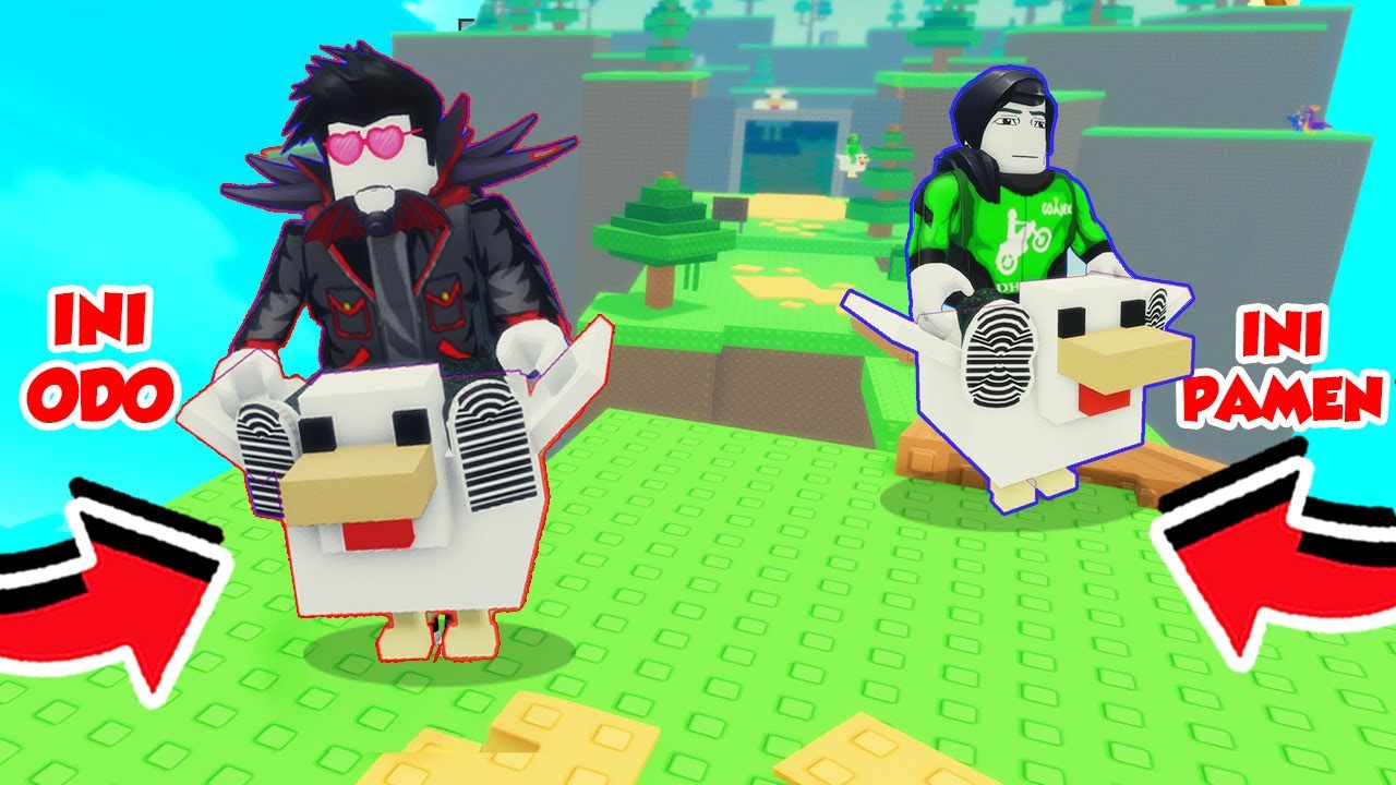 OBBY KOCAK KERJA SAMA ADIK KAKAK JADI CHICKEN JOKEY DI ROBLOX!!!