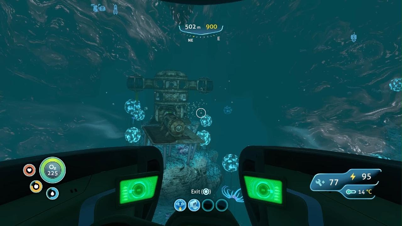 Subnautica path from escape pod to the lava zone and back. (Crabsquid nearly destroys Seamoth)