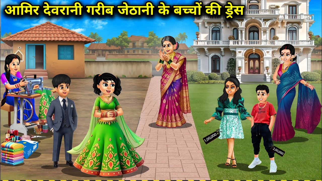 आमिर देवरानी गरीब जेठानी के बच्चों की ड्रेस | Amir devrani  poor jethani children dress | abundance