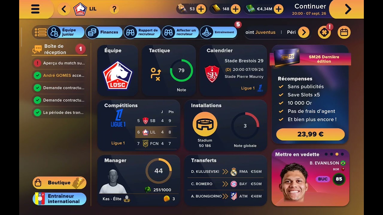 Partie 7 sur SM26 (Fin du mercato + on fait des bonnes victoires ?!😃)