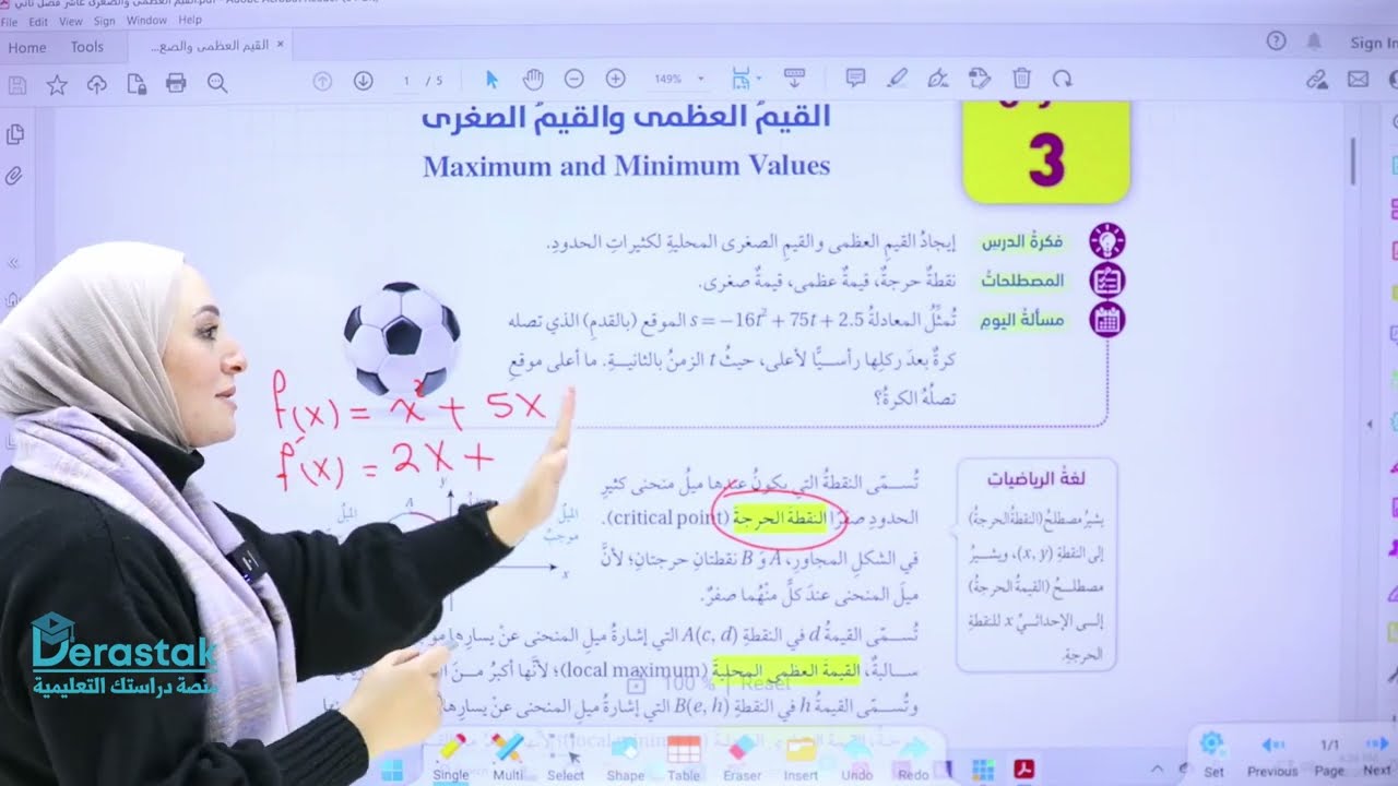 القيم العظمى والقيم الصغرى || الرياضيات || الصف العاشر || أ. رندة القرم