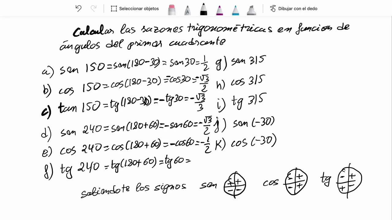 razones trigometricas reduciendolas primer cuadrante