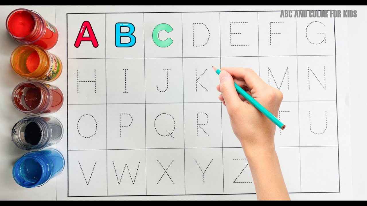 Alphabet.ABC song.abcd.A to Z.kids rhymes.collection for writing along dotted lines for todder