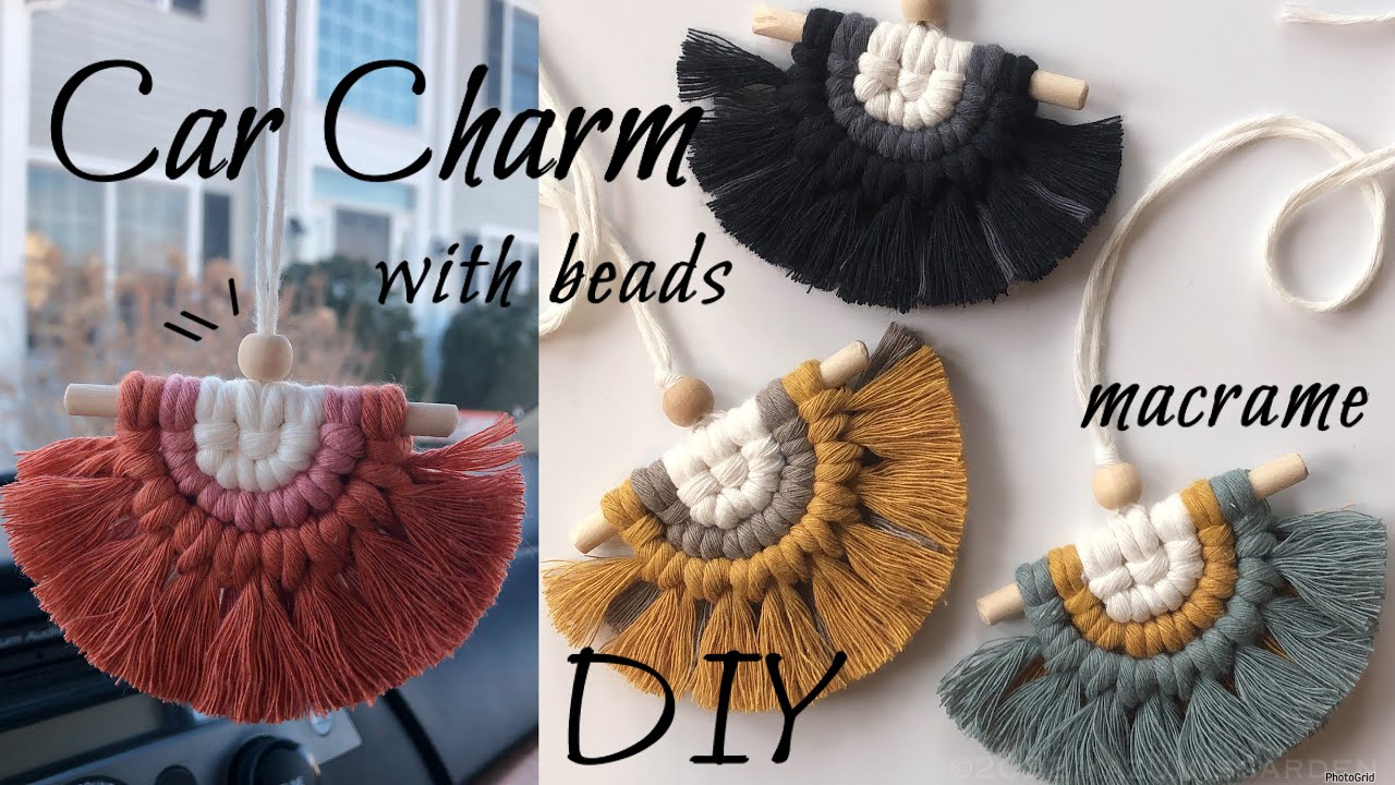 Macrame Car Charm With Bead
