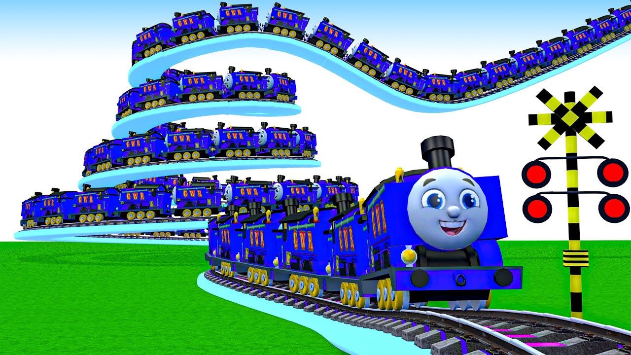 【踏切アニメ】でこぼこの道を走る電車【カンカン】TRAIN Thomas Fumikiri3D Railroad Crossing Animation #1