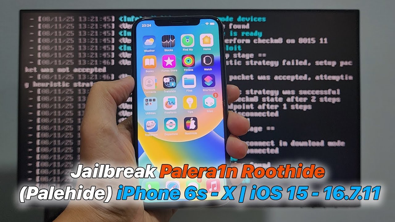 Jailbreak Palera1n Roothide (Palehide) iPhone 6s - X | iOS 15 - 16.7.11