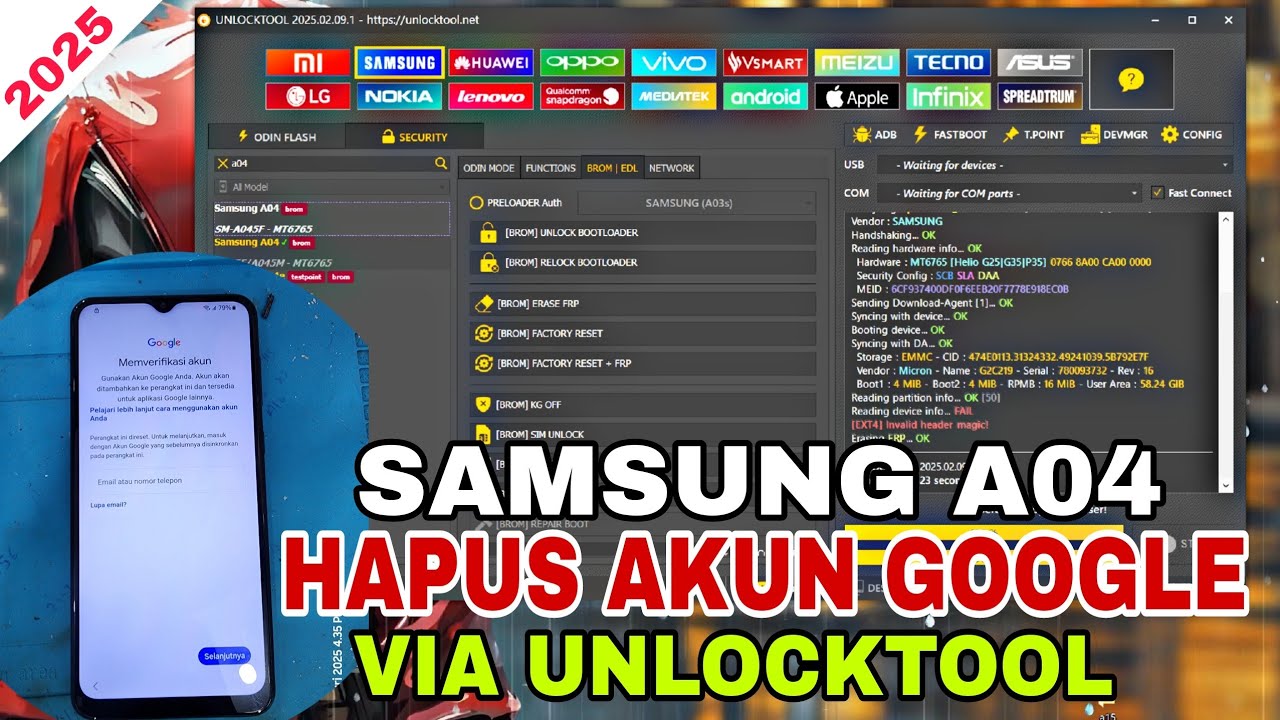 Bypass Frp Samsung Galaxy A04 | Android 14 Via UnlockTool