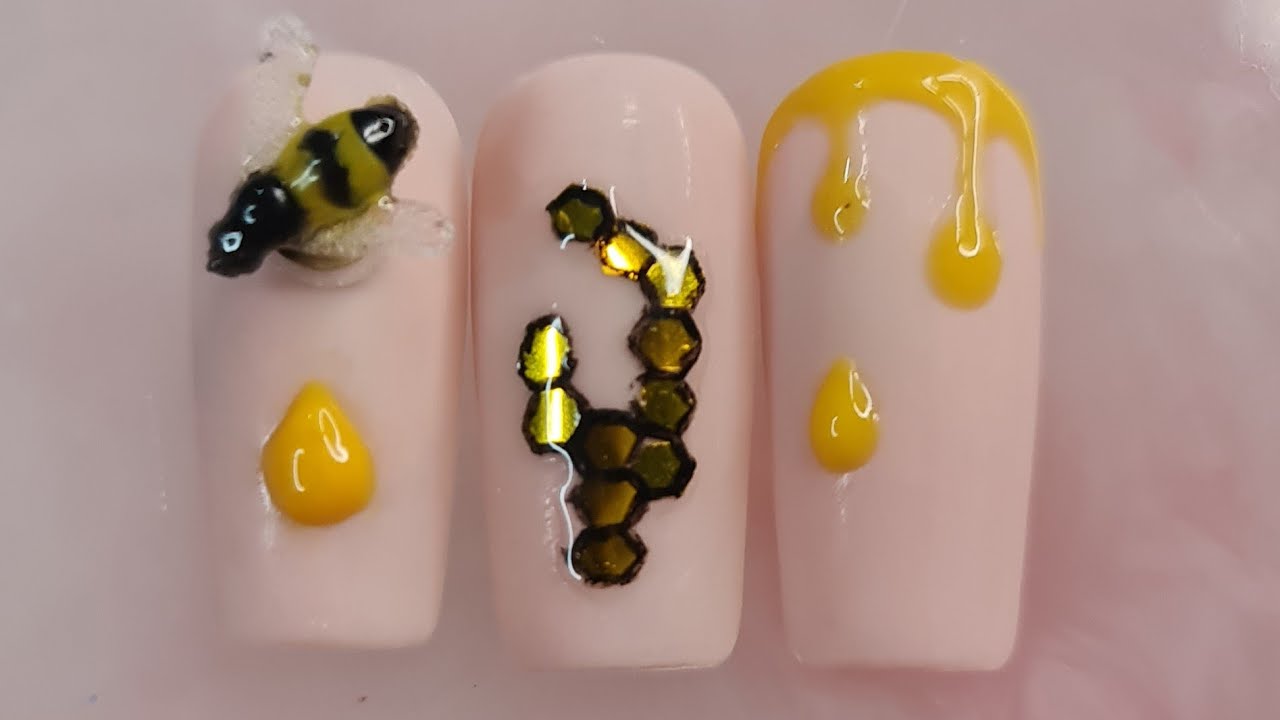 spinner bee nails tutorial 🐝