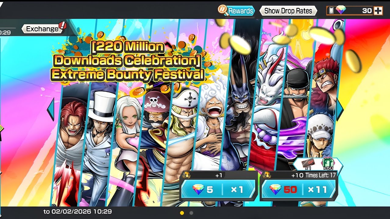 220 MILLION DOWNLOAD CELEBRATION EXTREME BOUNTY FESTIVAL | ONE PIECE BOUNTY RUSH | 