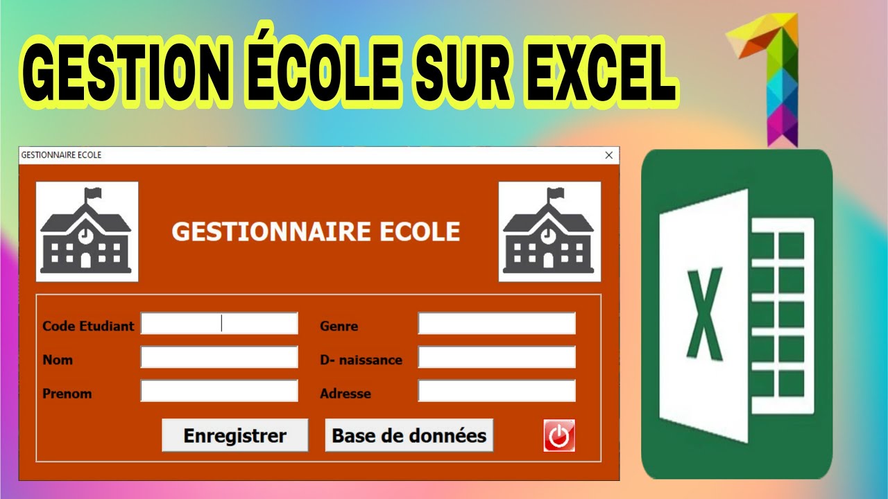 gestionnaire ecole sur excel partie 1