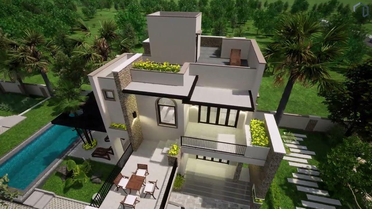 1.5 Acre Farmhouse Design | Urban Farmhouse  | Indian Farm house | 3D | Walkthrough | Animation