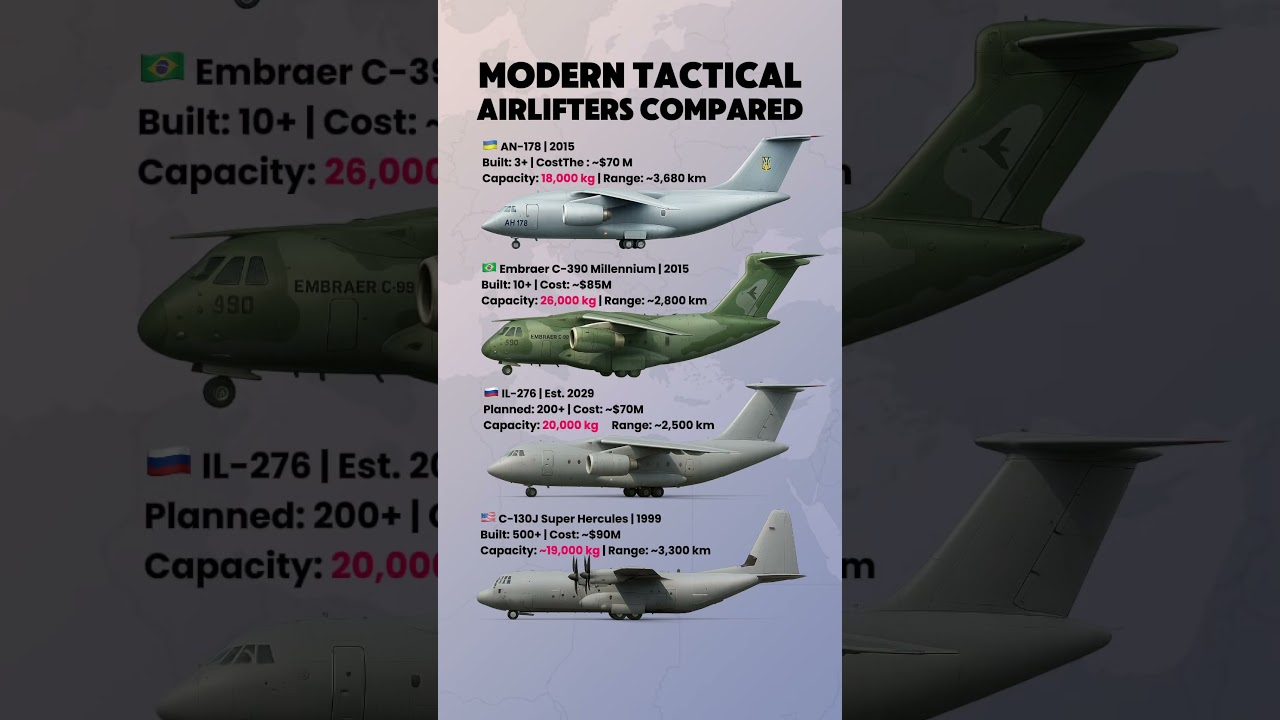 AN-178 vs C-390 vs IL-276 vs C-130J &ndash; Best Tactical Airlifter Comparison