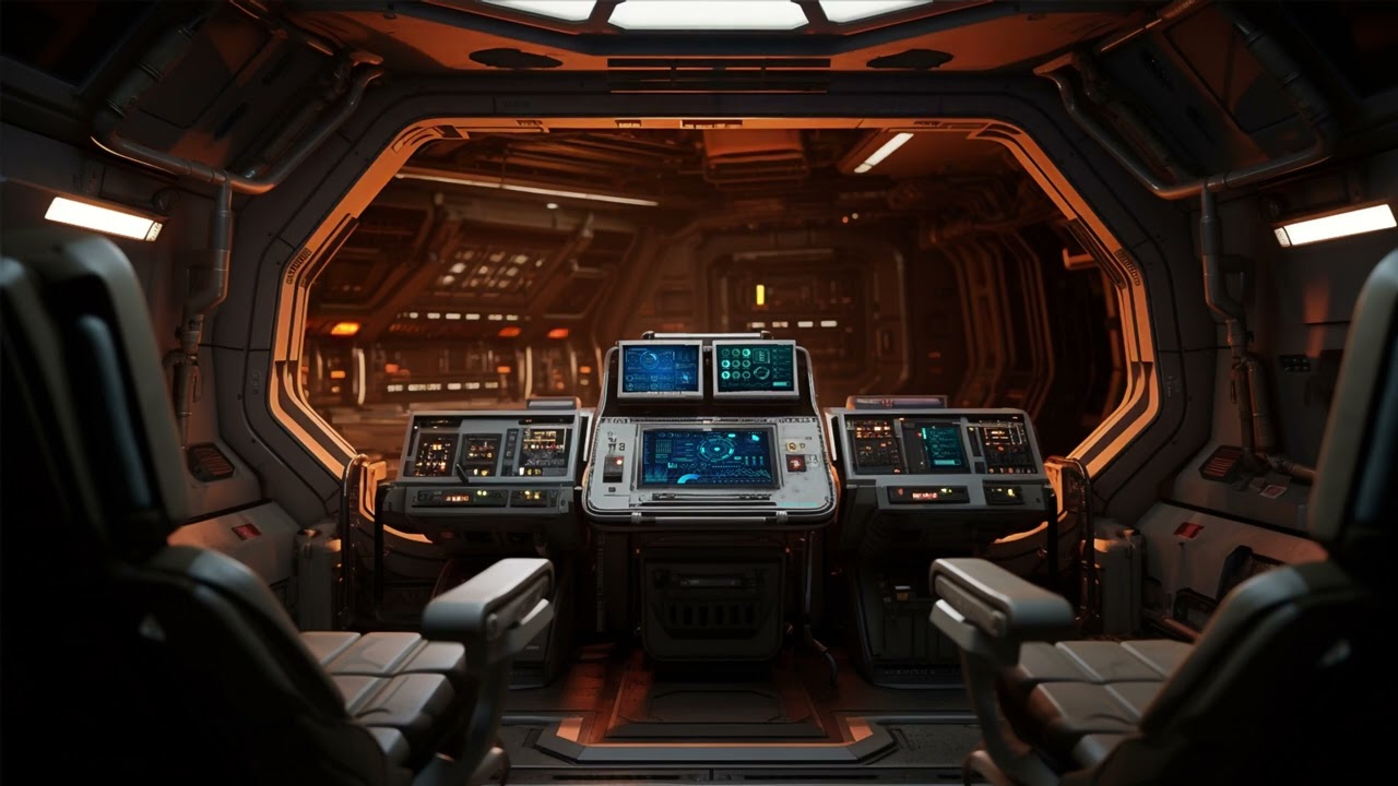 Spaceship FTL Drive Engine Room. Sci-Fi Ambiance for Sleep, Study, Relaxation