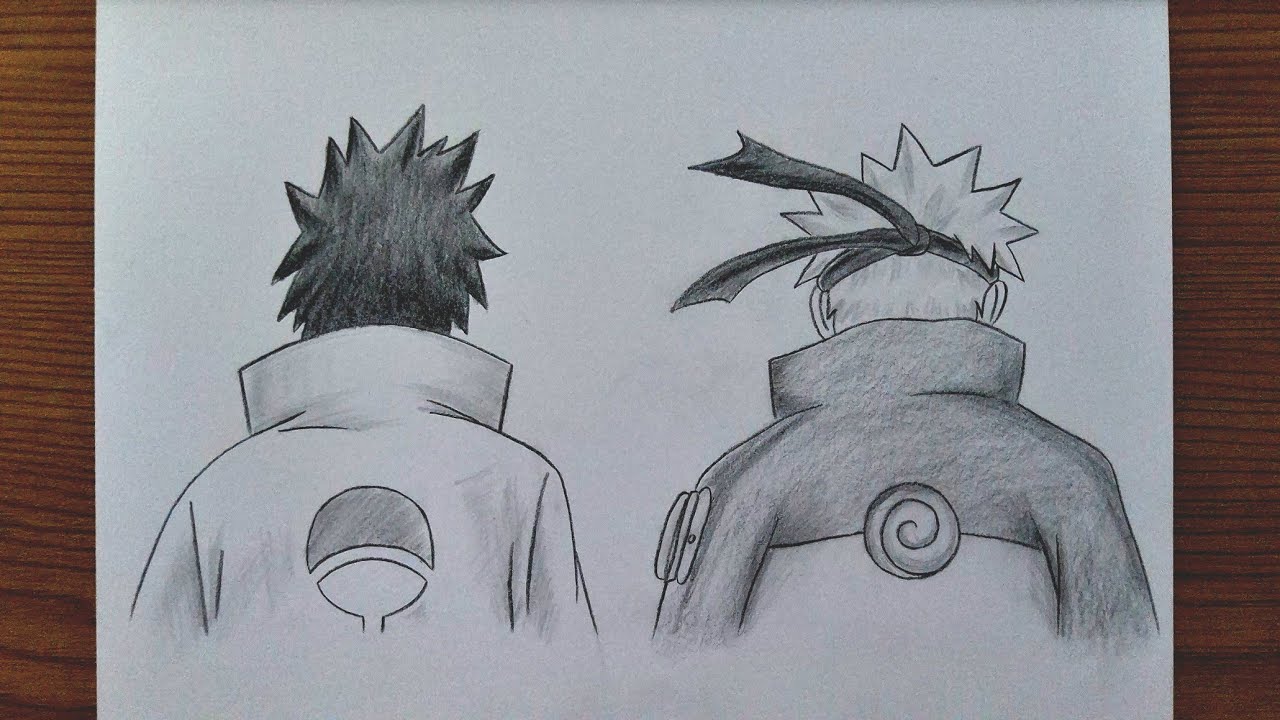 How To Draw Naruto And Sasuke Back View || Easy Anime Pencil Drawing