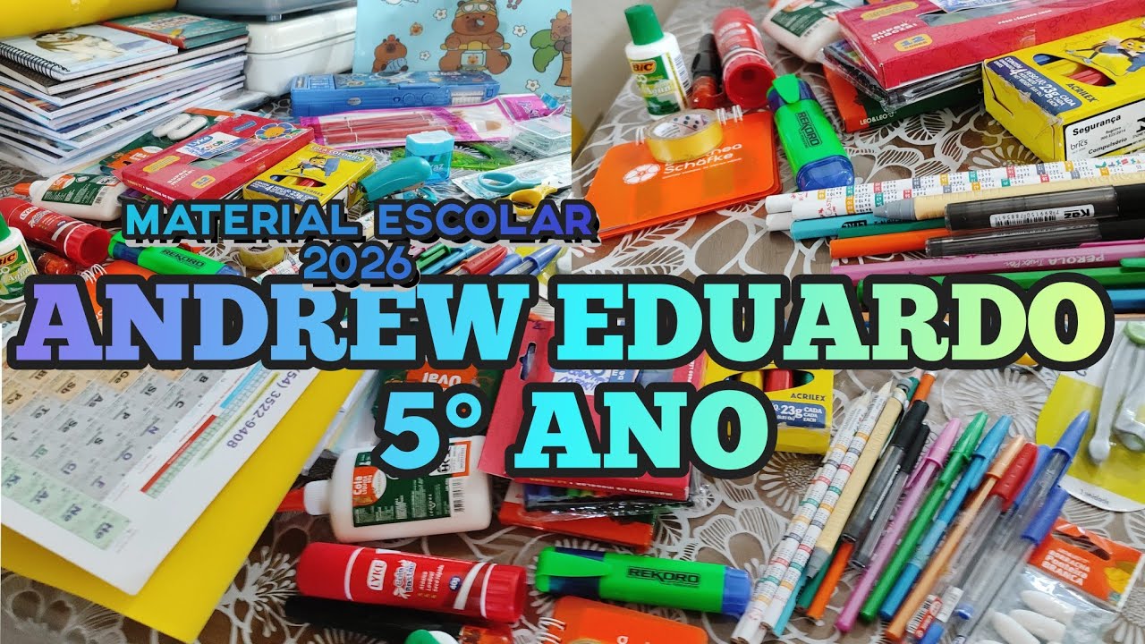 ANDREW EDUARDO, PARTIU 5° ANO! MATERIAL ESCOLAR 2026! 🤩 Aquele vídeo que já virou tradição aqui! 🥰