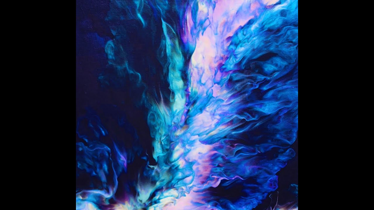 (741) Amsterdam Pearls on Prussian Blue Acrylic Pour Blow Out!