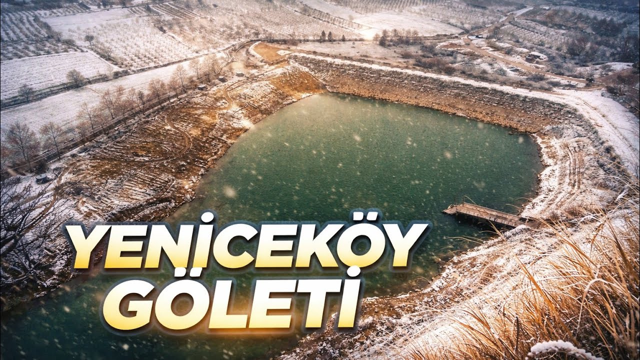 Karlı Kış Gününde İnegöl Yeniceköy Göleti | Sessizliğin Havadan Görünümü 