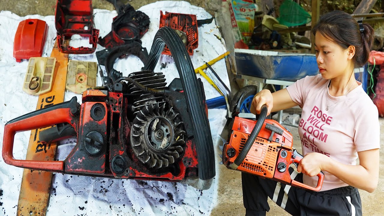 Genius girl, Turns old broken chainsaw into new one \ Blacksmith girl