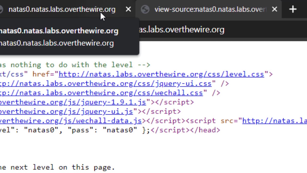 NATAS Level 0 &rarr; Level 1 : Learn Basics of Serverside Web Security [Over The Wire]