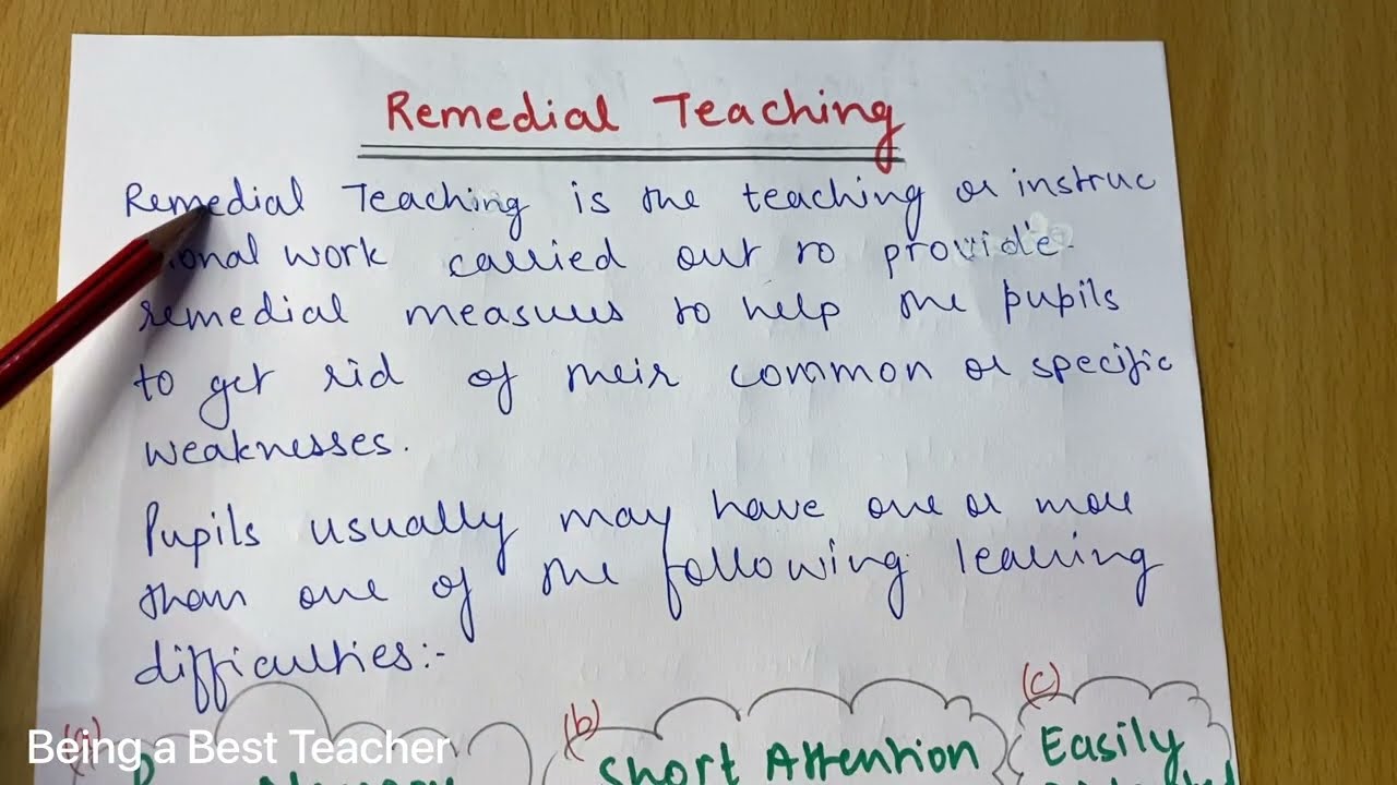 Remedial Teaching | Assessment for Learning | B.Ed. Notes and Classes |