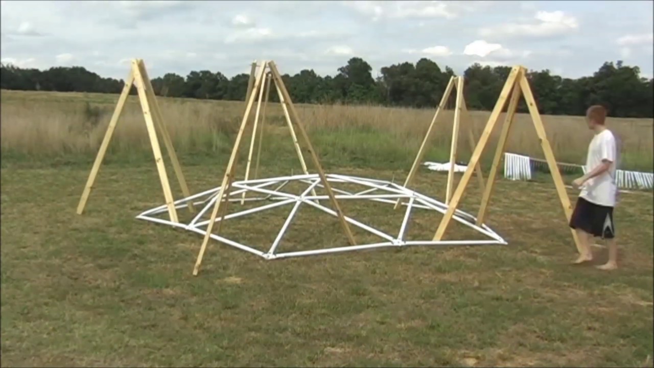 32 Foot 4V Geodesic Dome: Top Down Test Assembly (Side Camera)