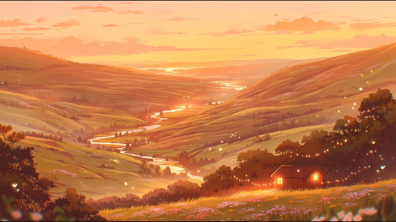 Dreamy Lofi Valley - Soft Piano & Vinyl Crackle - 10 Hours Relaxation