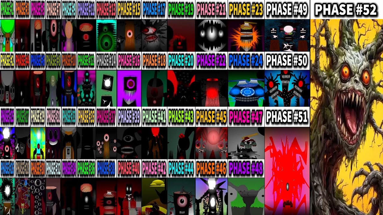Phase 1-2-3-4 VS Phase 5 VS Phase 6  VS Phase 7 VS Phase 8 VS Phase 9-52 in Incredibox Sprunki!