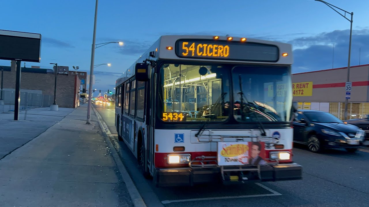 CTA Bus Ride On Route 54 Cicero From 18th street To Belmont CTA New Flyer D40LF 2007 #1462